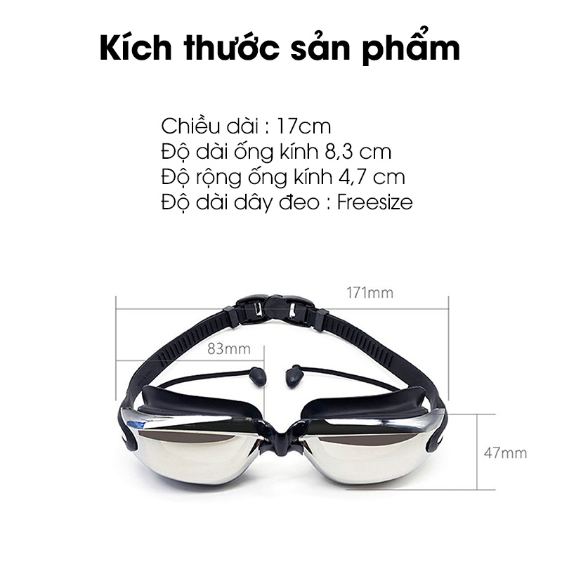 Kính bơi người lớn CS A-380 tráng gương, chống tia UV, chống sương mờ