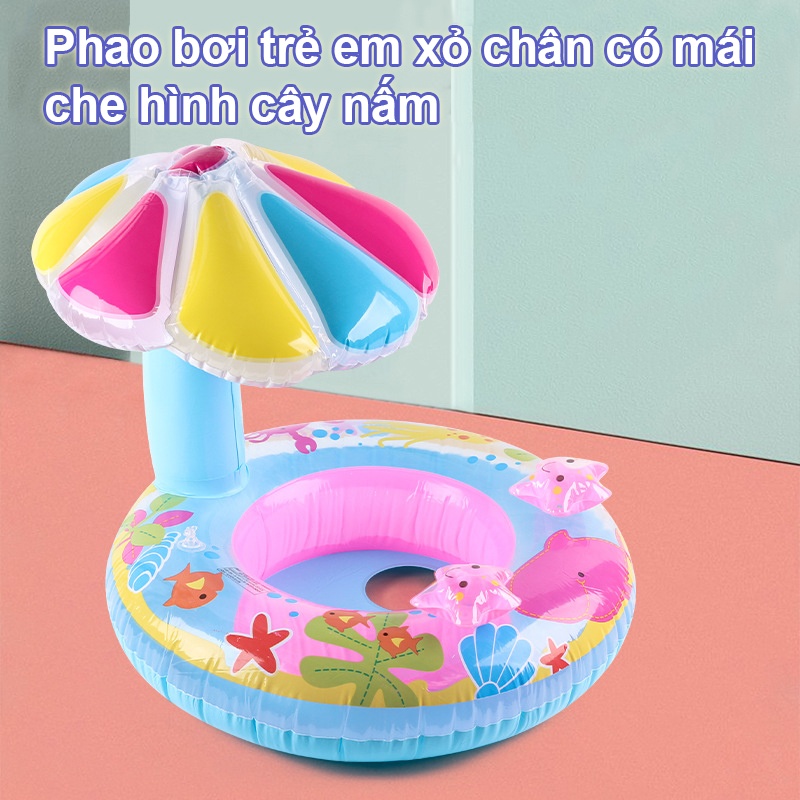 Phao bơi trẻ em xỏ chân có mái che hình cây nấm CN8