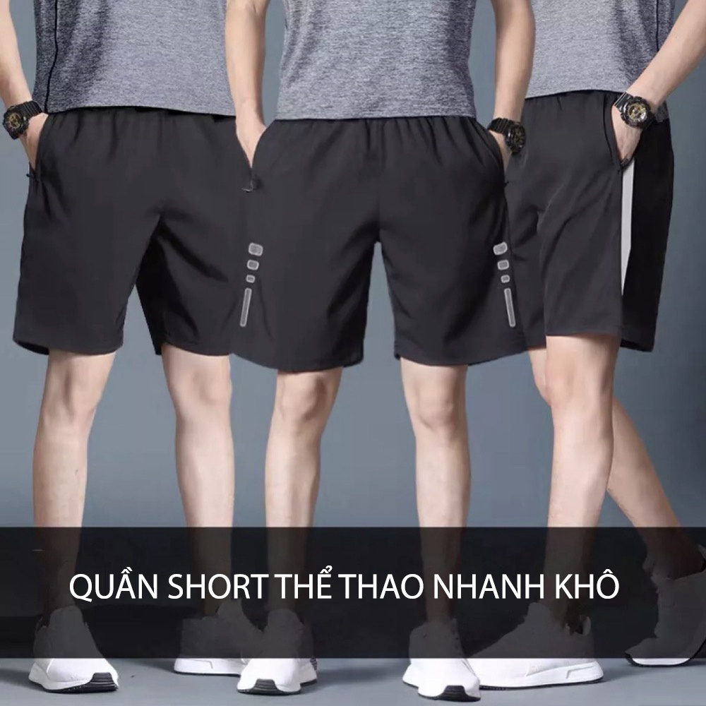 Quần short thể thao nam from rộng nhanh khô màu Đen