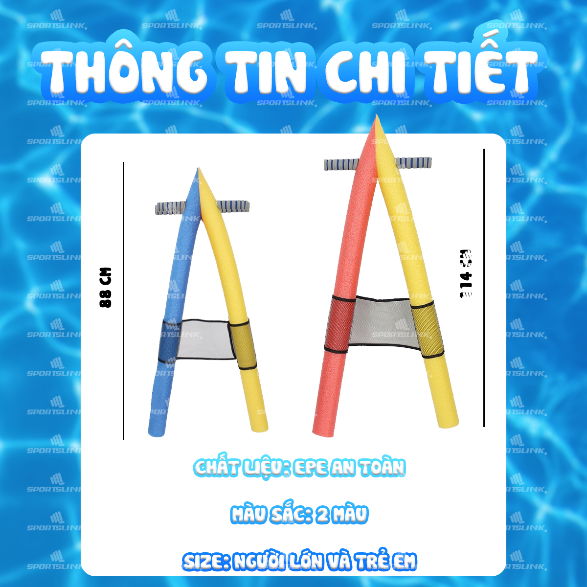 Phao que xốp chữ A tập bơi có tay cầm