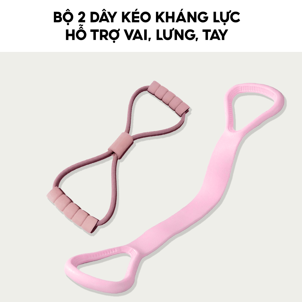 Bộ 2 Dây kháng lực số 8 đúc su và cải tiến - Hồng