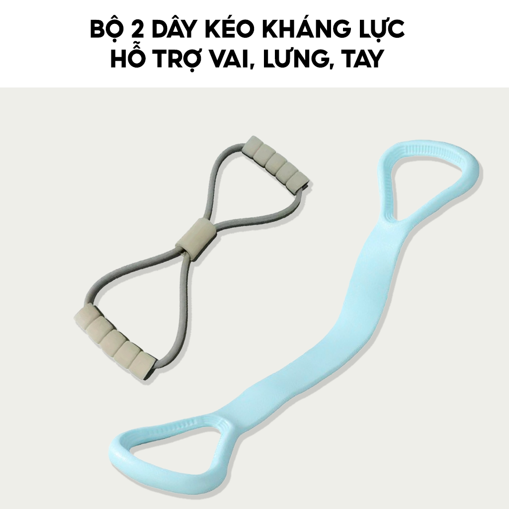 Bộ 2 Dây kháng lực số 8 đúc su và cải tiến - Xám, Xanh