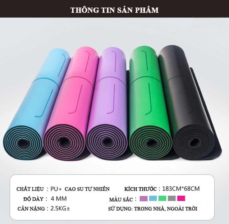 Hình ảnh Thảm tập yoga Vendy định tuyến PU (Kèm túi đựng)