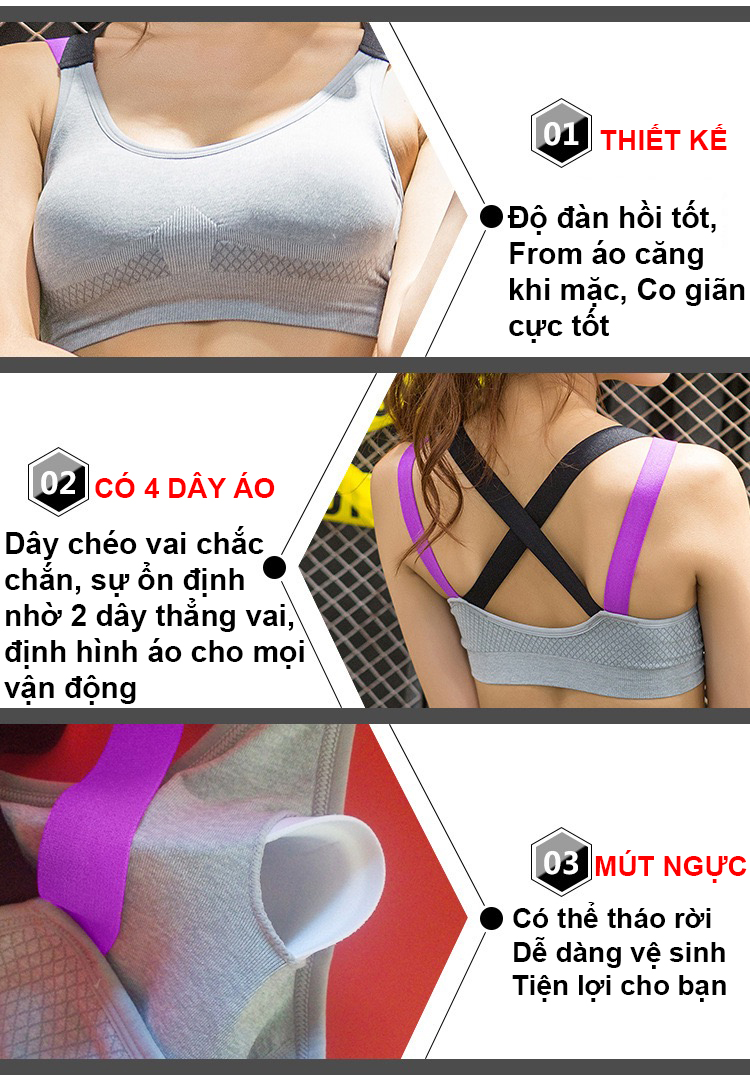 Áo bra thể thao định hình 4 dây Gymlink WX19