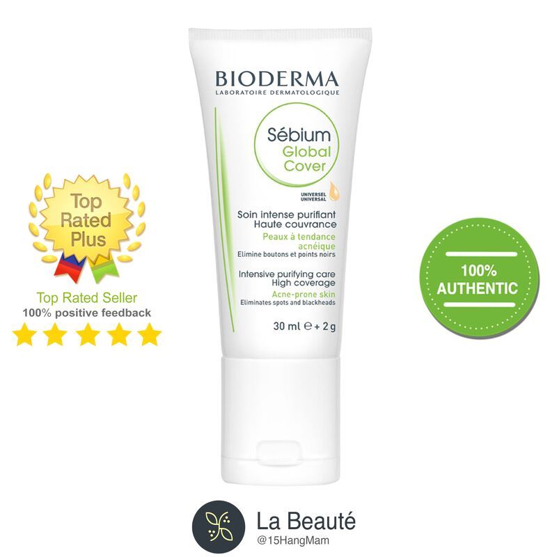 Bioderma Sebium Global Cover – Kem Trị Mụn, Có Màu Che Khuyết Điểm Hoàn Hảo Cho Da Mụn 30ml (Date 6/2021)