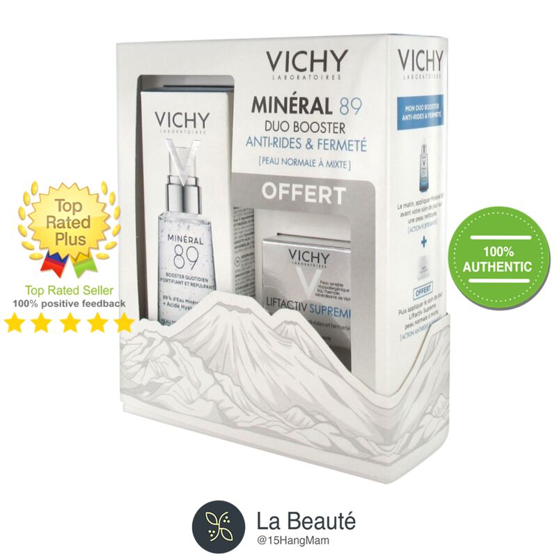 Vichy Minéral 89 Duo Booster D'Hydratation ( Texture Lerege ) - Set Quà Tặng Kem Dưỡng Nâng Cơ, Chống Lão Hóa