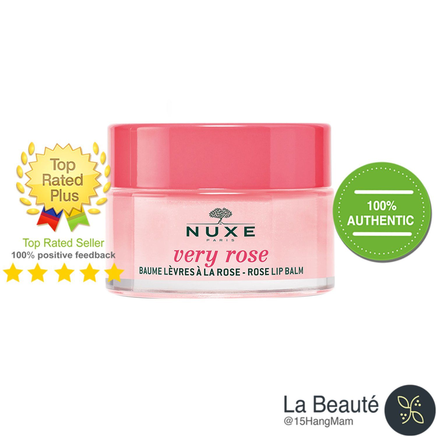 Nuxe Hydrating Lip Balm Very Rose - Hũ Dưỡng Môi Tinh Chất Hoa Hồng 15g