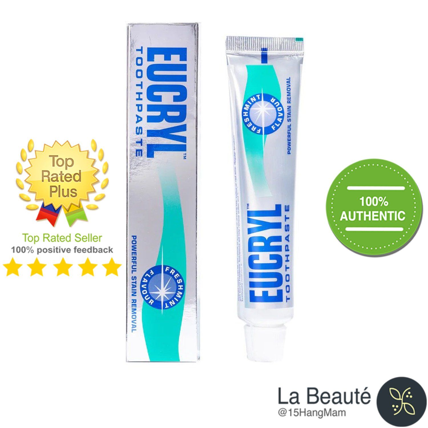 Eucryl Freshmint Toothpaste - Kem Đánh Răng Bạc Hà Tẩy Trắng 62g