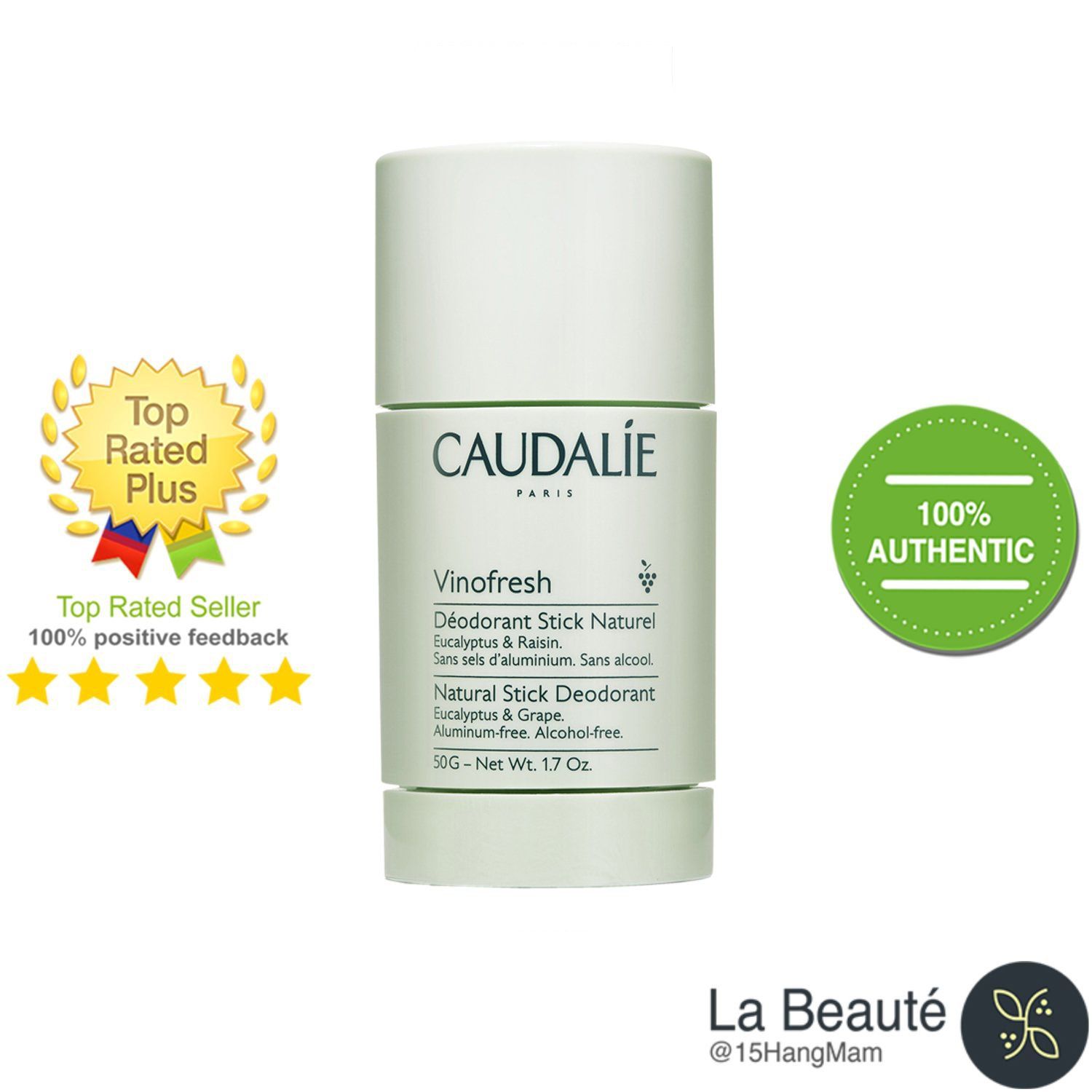 Caudalie Vinofresh Natural Stick Deodorant - Lăn Khử Mùi, Sáng Da Dưới Cánh Tay 50g