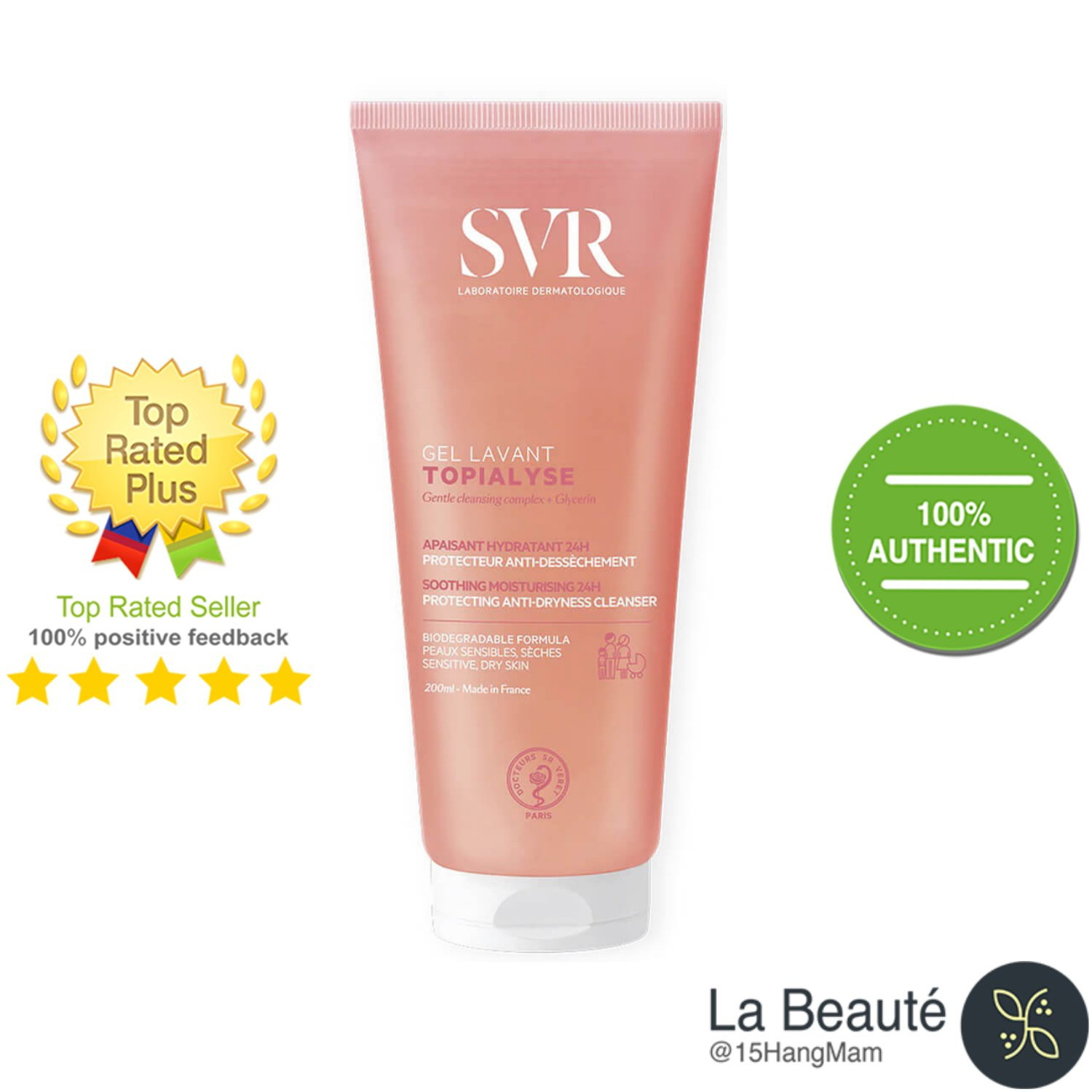 SVR Gel Lavant Topialyse - Sữa Rửa Mặt Nhẹ Dịu Cho Da Nhạy Cảm 200ml