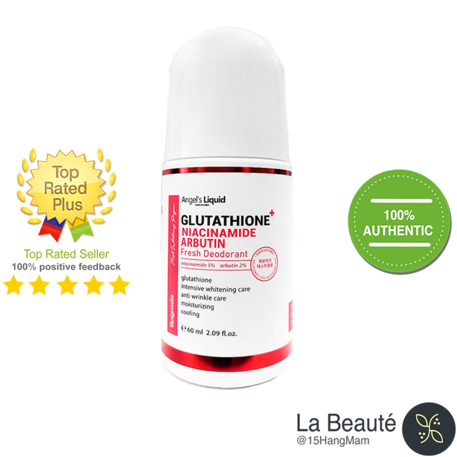 Angel's Liquid Glutathione plus Niacinamide Arbutin Fresh Deodorant - Lăn Nách Mờ Thâm, Dưỡng Trắng Vùng Da Dưới Cánh Tay 60ml