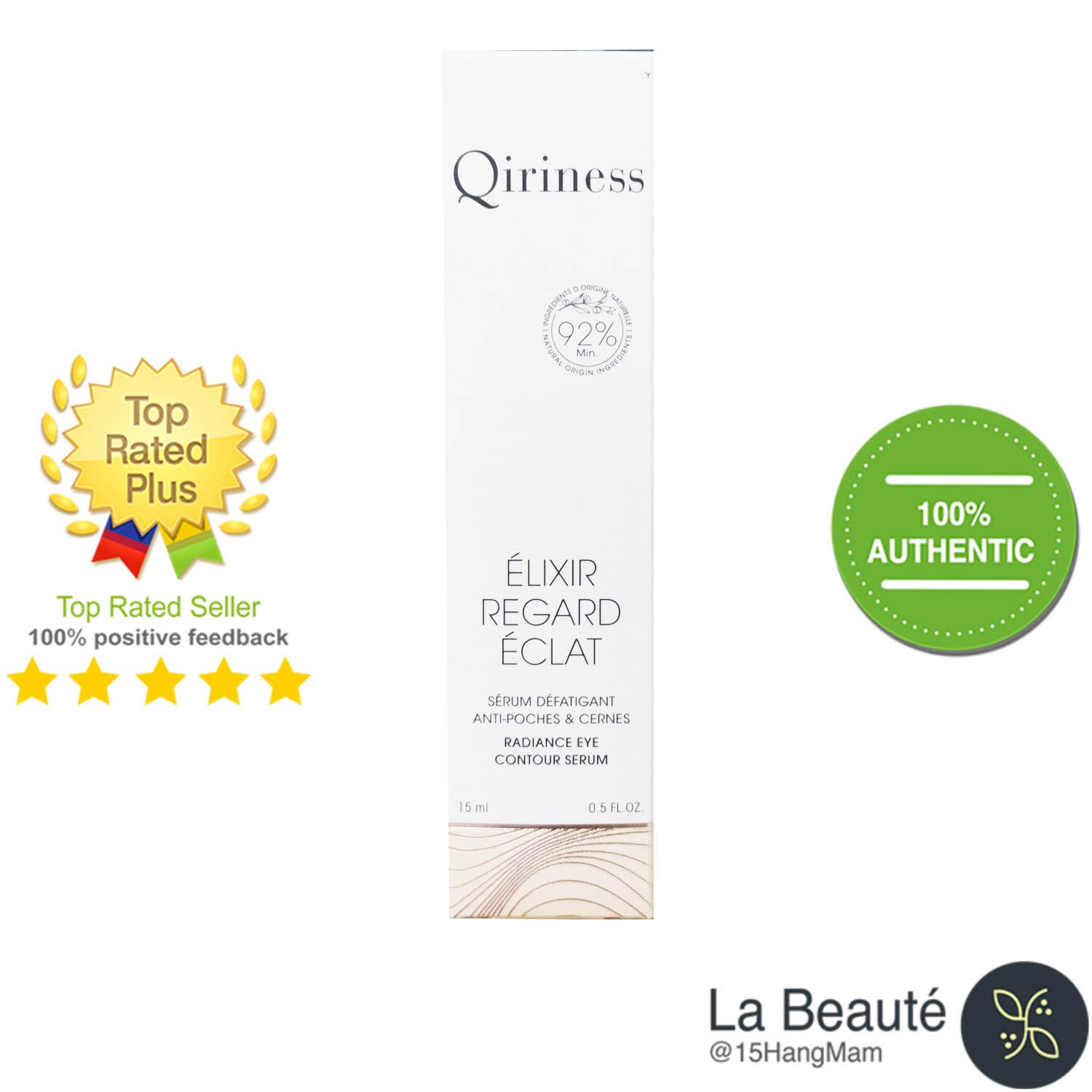 Qiriness Radiance Eye Contour Serum - Tinh Chất Dưỡng Giảm Quầng Thâm & Bọng Mắt 15ml