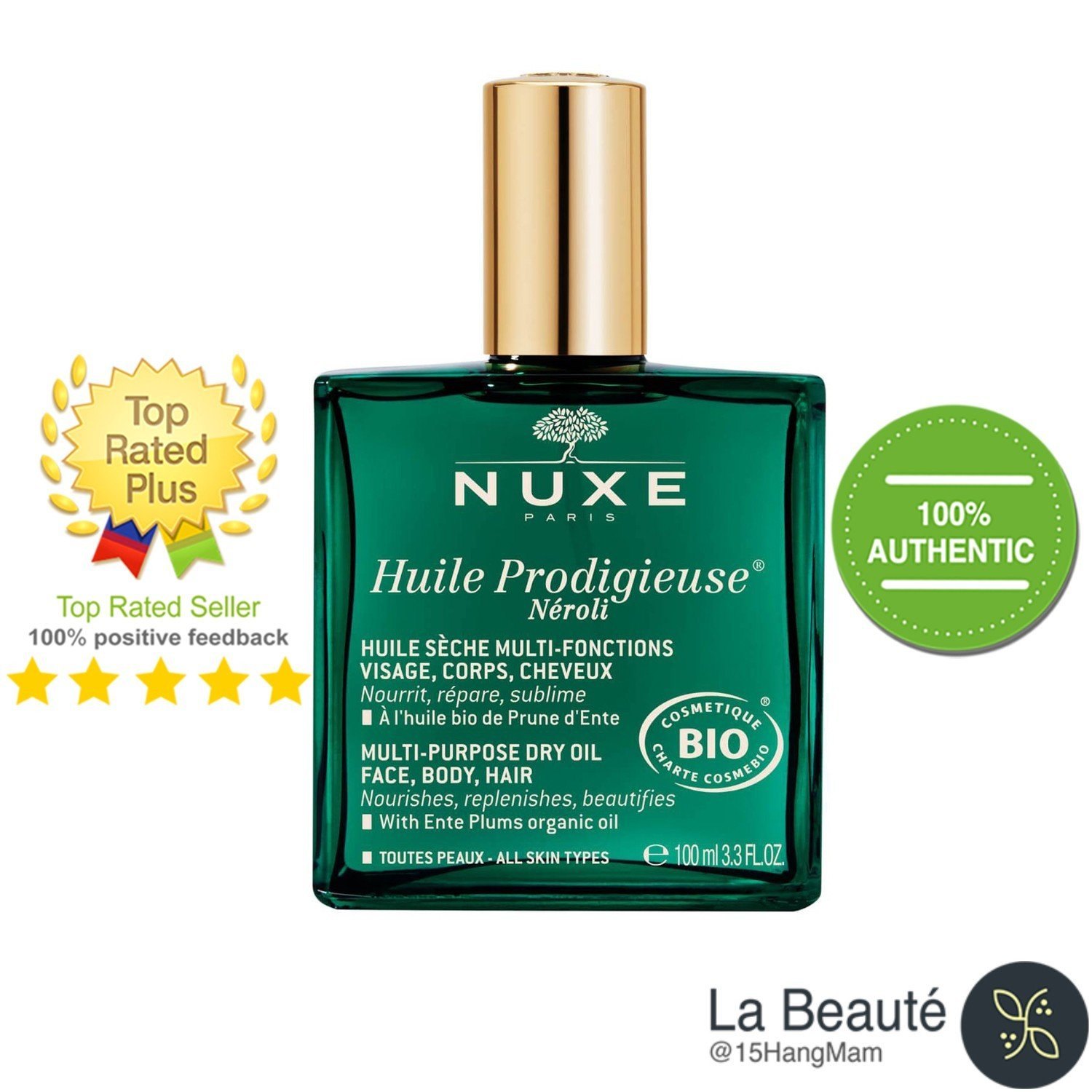 Nuxe Huile Prodigious Néroli Oil® - Tinh Dầu Dưỡng Tóc & Cơ Thể Hương Hoa Cam 100ml