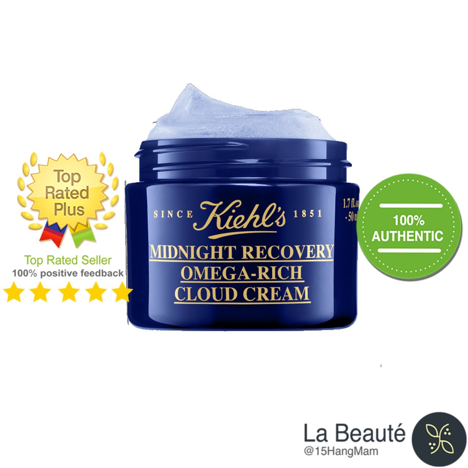 Kiehl's Midnight Recovery Omega Rich Cloud Cream - Kem Dưỡng Ẩm Phục Hồi Da, Chống Lão Hóa Ban Đêm 50ml