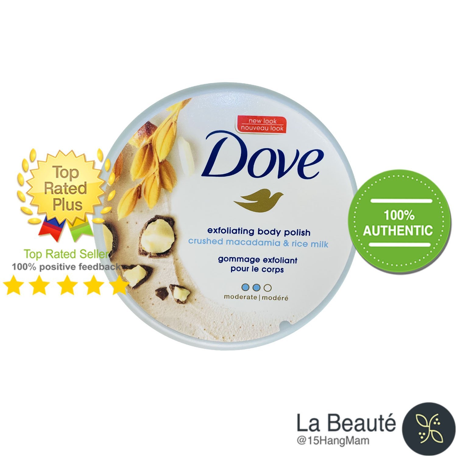 Dove Creme Dusch Peeling Macadamia & Reismilch - Tẩy Da Chết Toàn Thân Từ Hạt Macca & Sữa Gạo 225ml (Bản Đức)