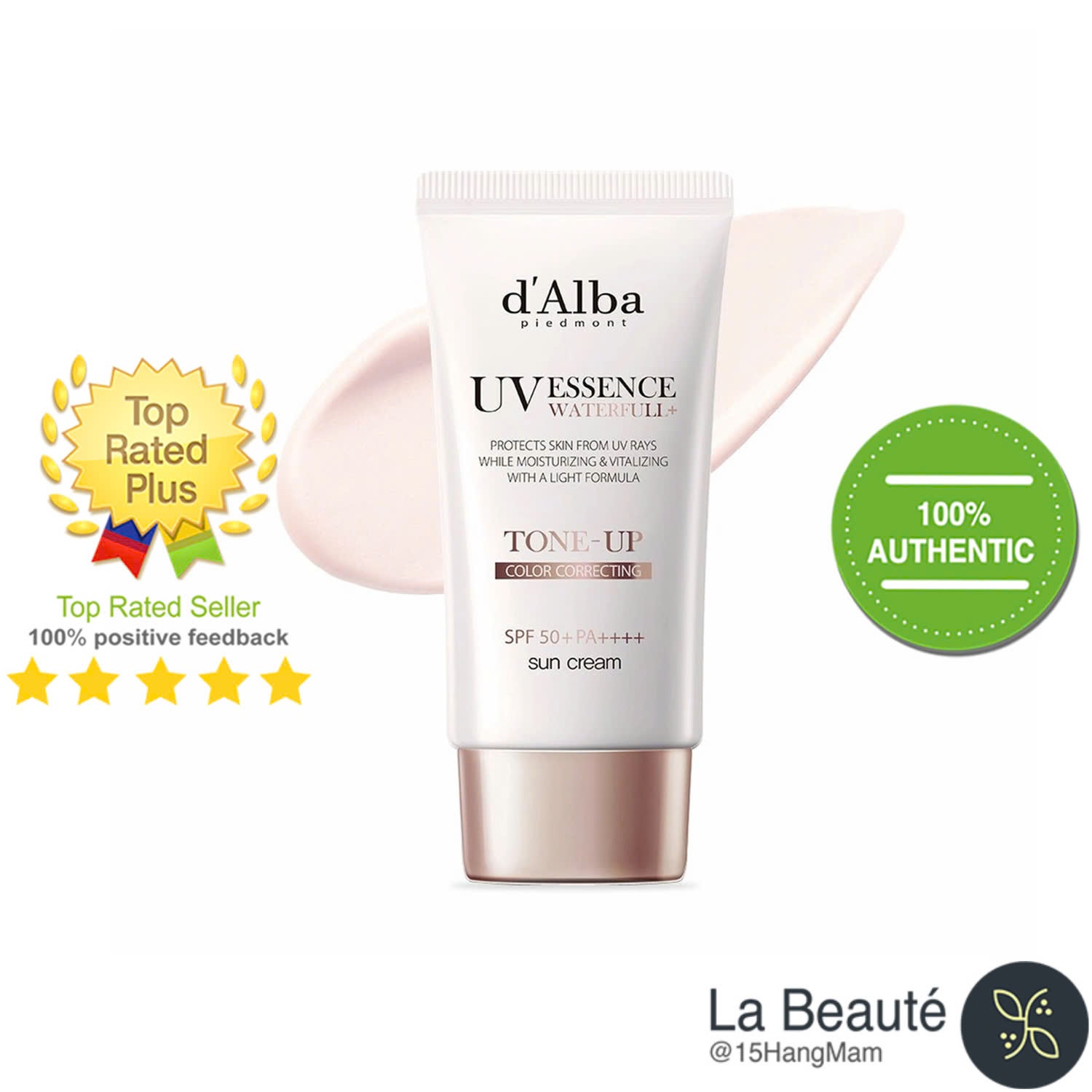 d'Alba Waterfull Tone-Up Pink Correcting Sun Cream SPF50+ PA++++ - Kem Chống Nắng Nâng Tone Sáng Hồng Tự Nhiên 50ml