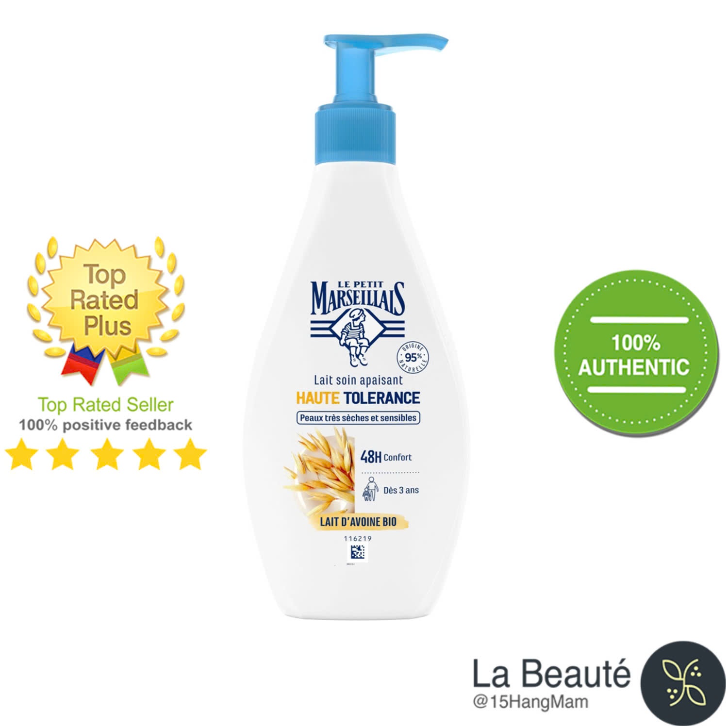 Le Petit Marseillais Lait Soin Apaisant Haute Tolerance Lait D'Avoine Bio - Sữa Dưỡng Thể Cấp Ẩm Dịu Da 48h Từ Sữa Yến Mạch Hữu Cơ 250ml