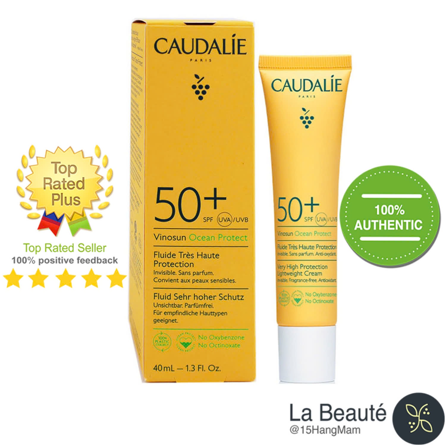 Caudalie Vinosun Protect Very High Protection Lightweight Cream SPF50+ - Kem Chống Nắng Chống Lão Hóa 40ml