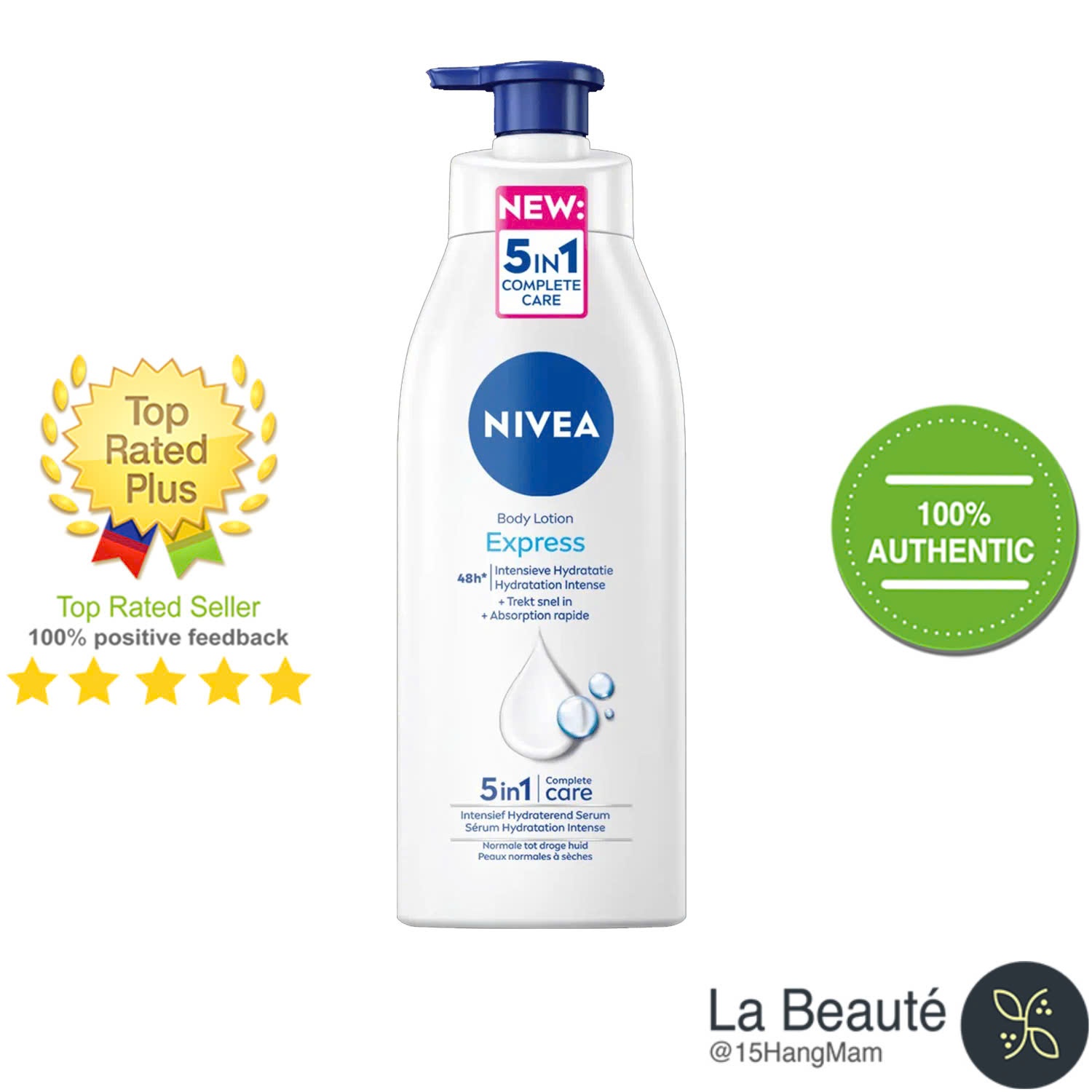 NIVEA Lait Fluide Hydratation Express 48h - Sữa Dưỡng Thể Bổ Sung Dưỡng Chất Cô Đặc Và Khoáng Chất Biển Cấp Ẩm 48h Cho Da Thường Đến Da Khô 400ml