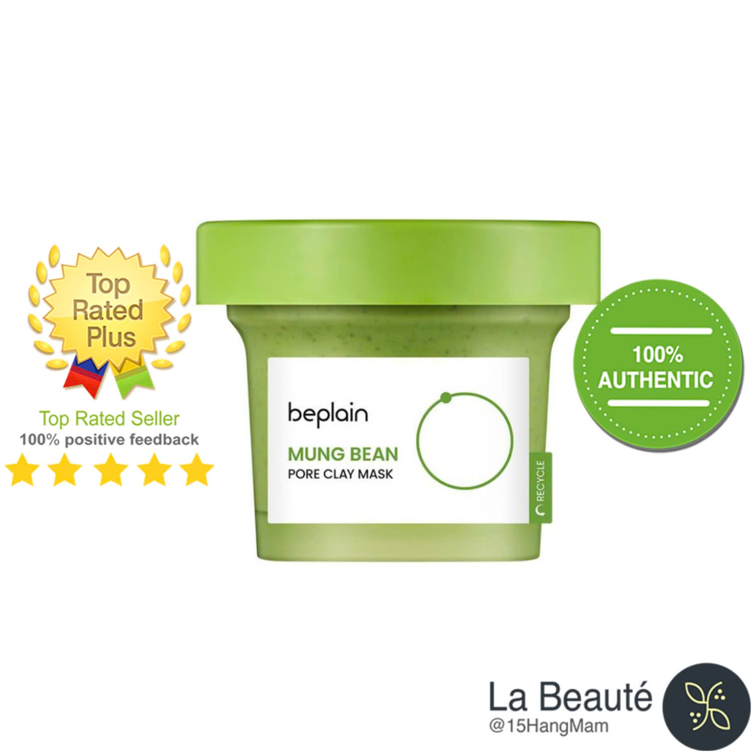 Beplain Mung Bean Pore Clay Mask - Mặt Nạ Đất Sét Hút Bã Nhờn, Kiểm Soát Dầu Thừa, Thu Nhỏ Lỗ Chân Lông 120ml