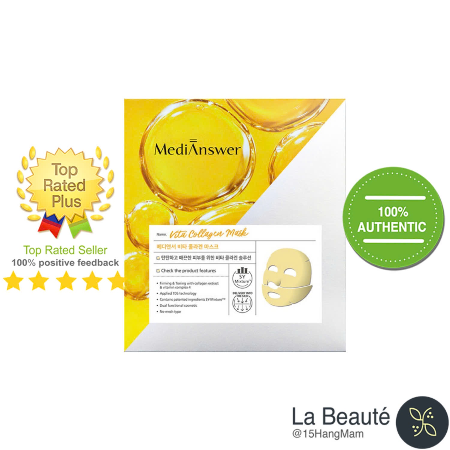 MediAnswer Vita Collagen Mask - Mặt Nạ Thạch Vàng Chống Lão Hóa 35g