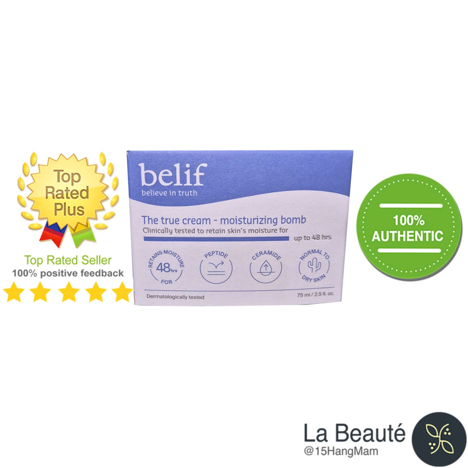 Belif The True Cream Moisturizing Bomb - Kem Cấp Ẩm Suốt 26 Giờ 75ml