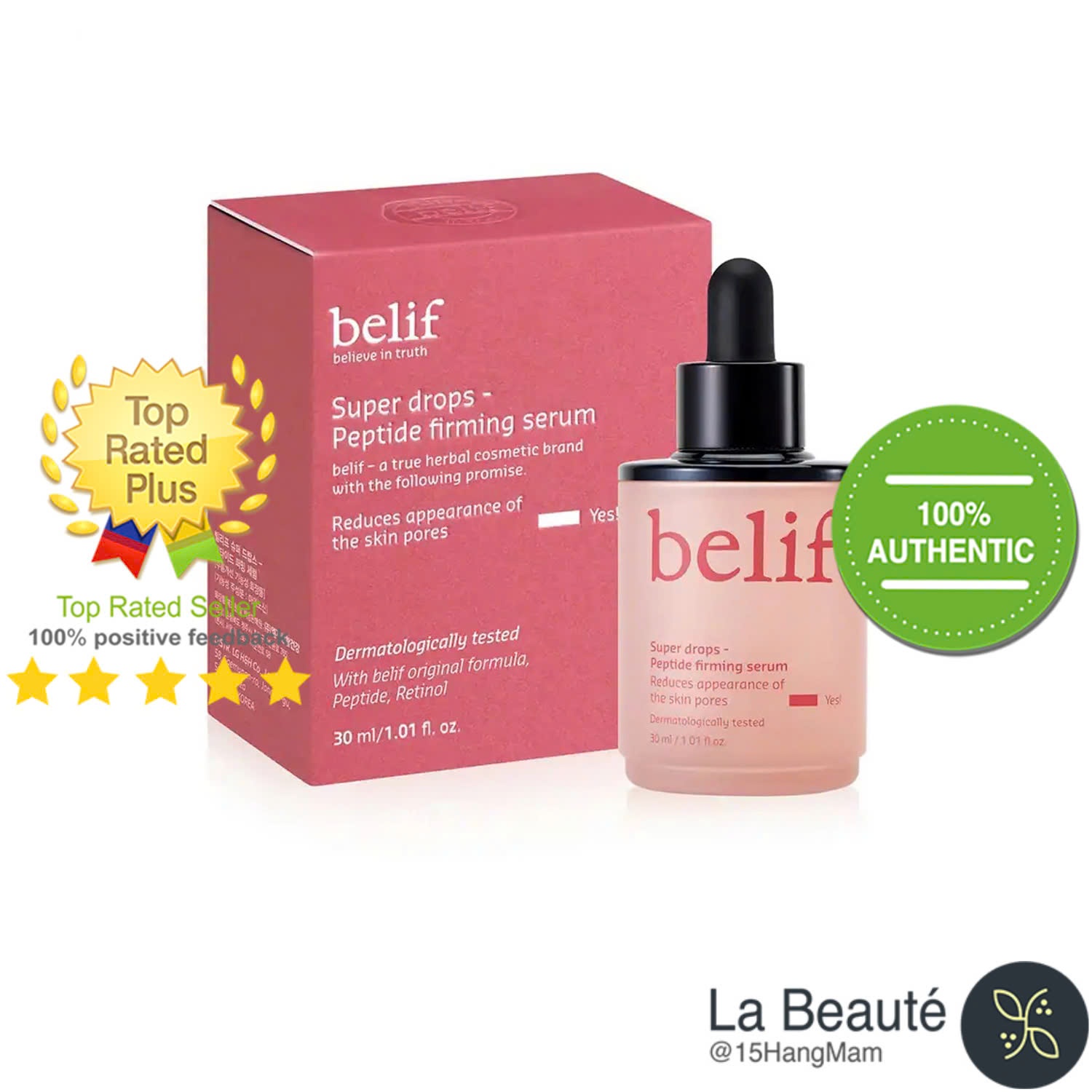 Belif Super Drops - Peptide Firming Serum 30ml - Tinh Chất Tái Tạo Và Cải Thiện Nếp Nhăn
