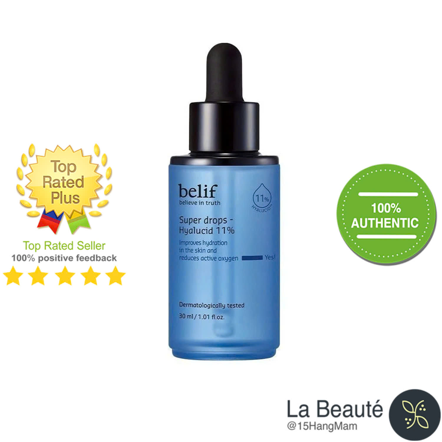 Belif Super Drops Hyalucid 11% 30ml - Tinh Chất Cấp Ẩm, Làm Chậm Sự Oxy Hóa