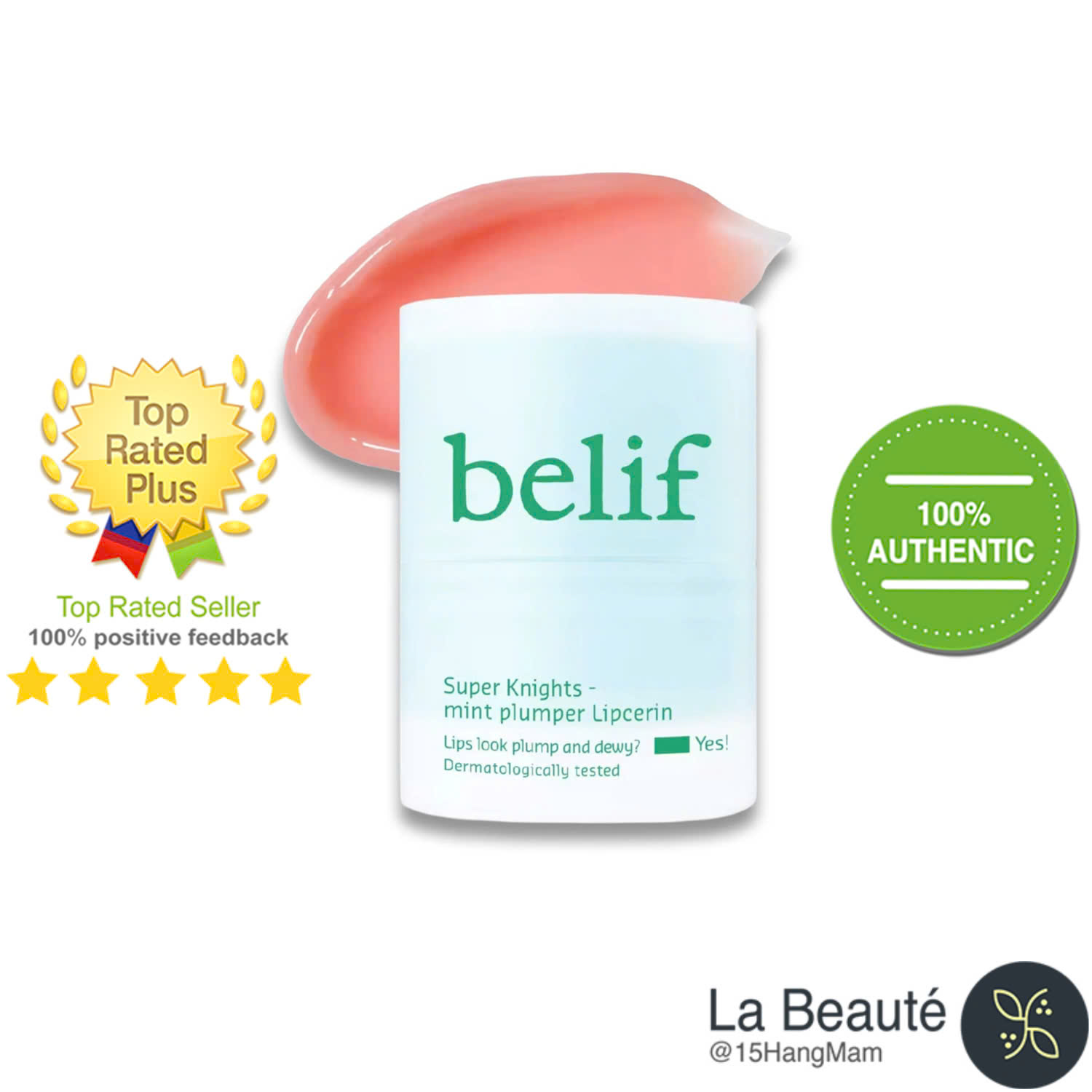 𝗕𝗲𝗹𝗶𝗳 𝗦𝘂𝗽𝗲𝗿 𝗞𝗻𝗶𝗴𝗵𝘁𝘀 𝗠𝗜𝗡𝗧 𝗣𝗟𝗨𝗠𝗣𝗜𝗡𝗚 𝗟𝗶𝗽𝗰𝗲𝗿𝗶𝗻 𝟭𝟱𝗺𝗹 - Dưỡng Môi Hương Bạc Hà