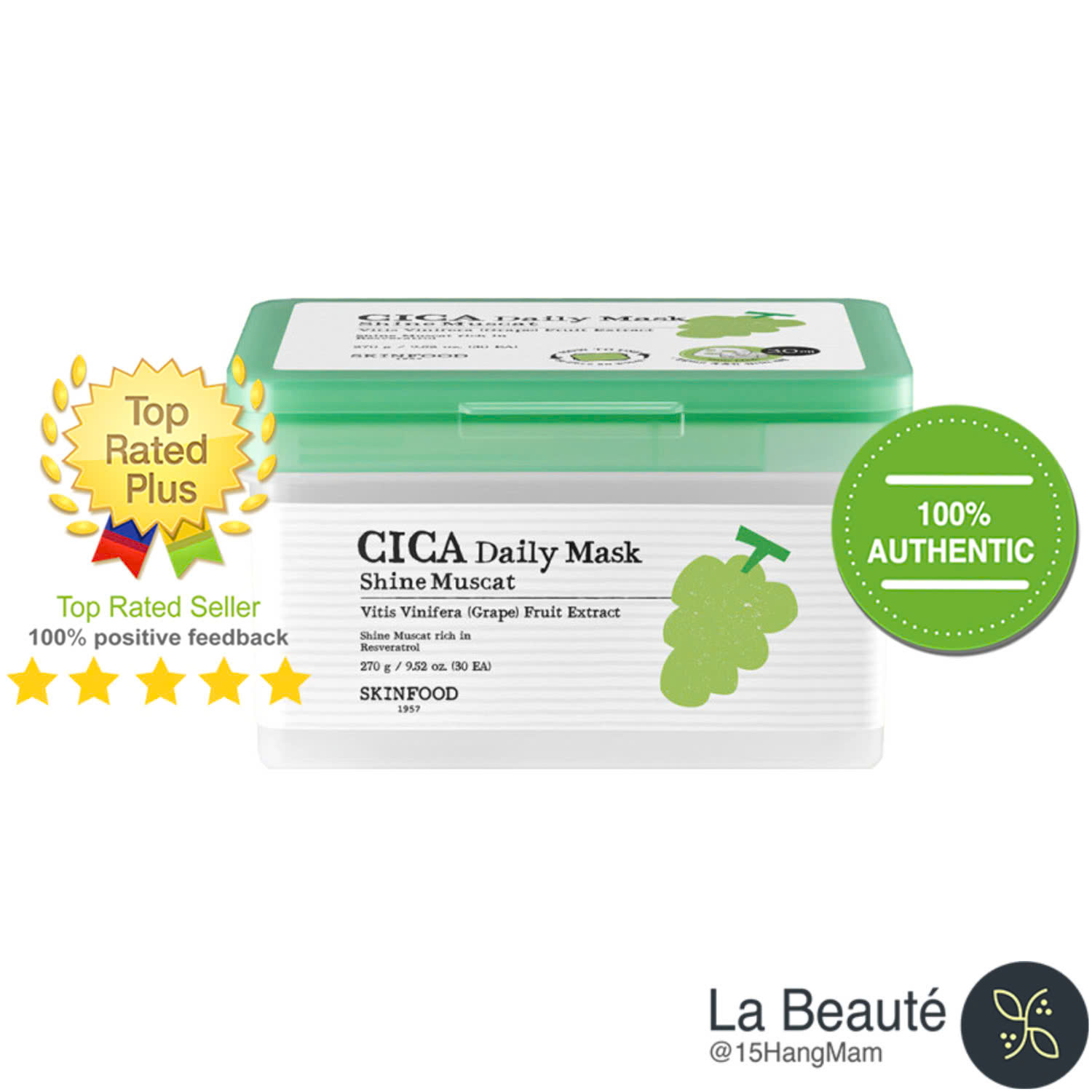 Skinfood Daily Sheet Mask Cica Shine Muscat - Làm Dịu, Mịn Màng Da