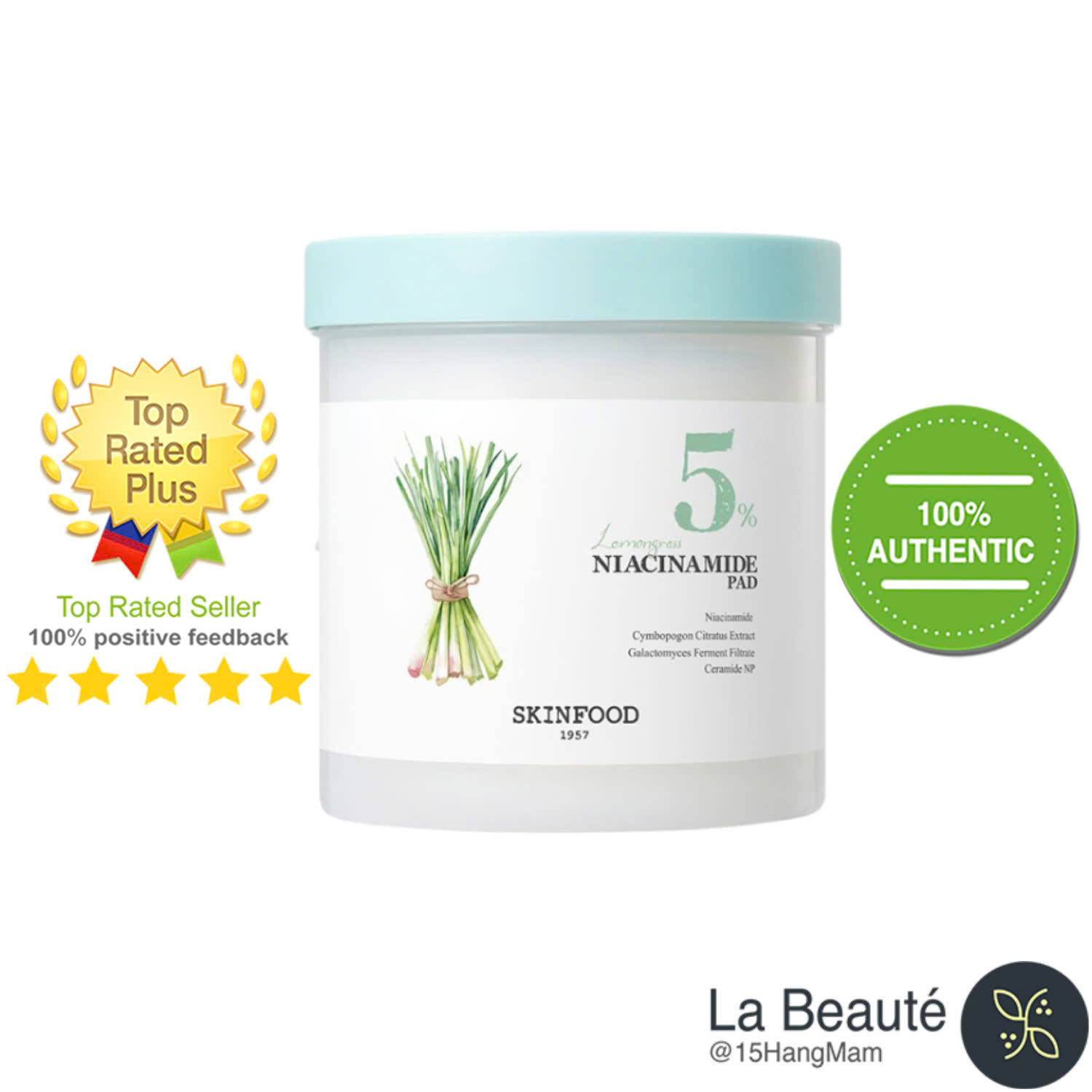 Skifood Lemongrass Niacinamide 5% Toner Pad - Thu Nhỏ Lỗ Chân Lông Cải Thiện Tông Da