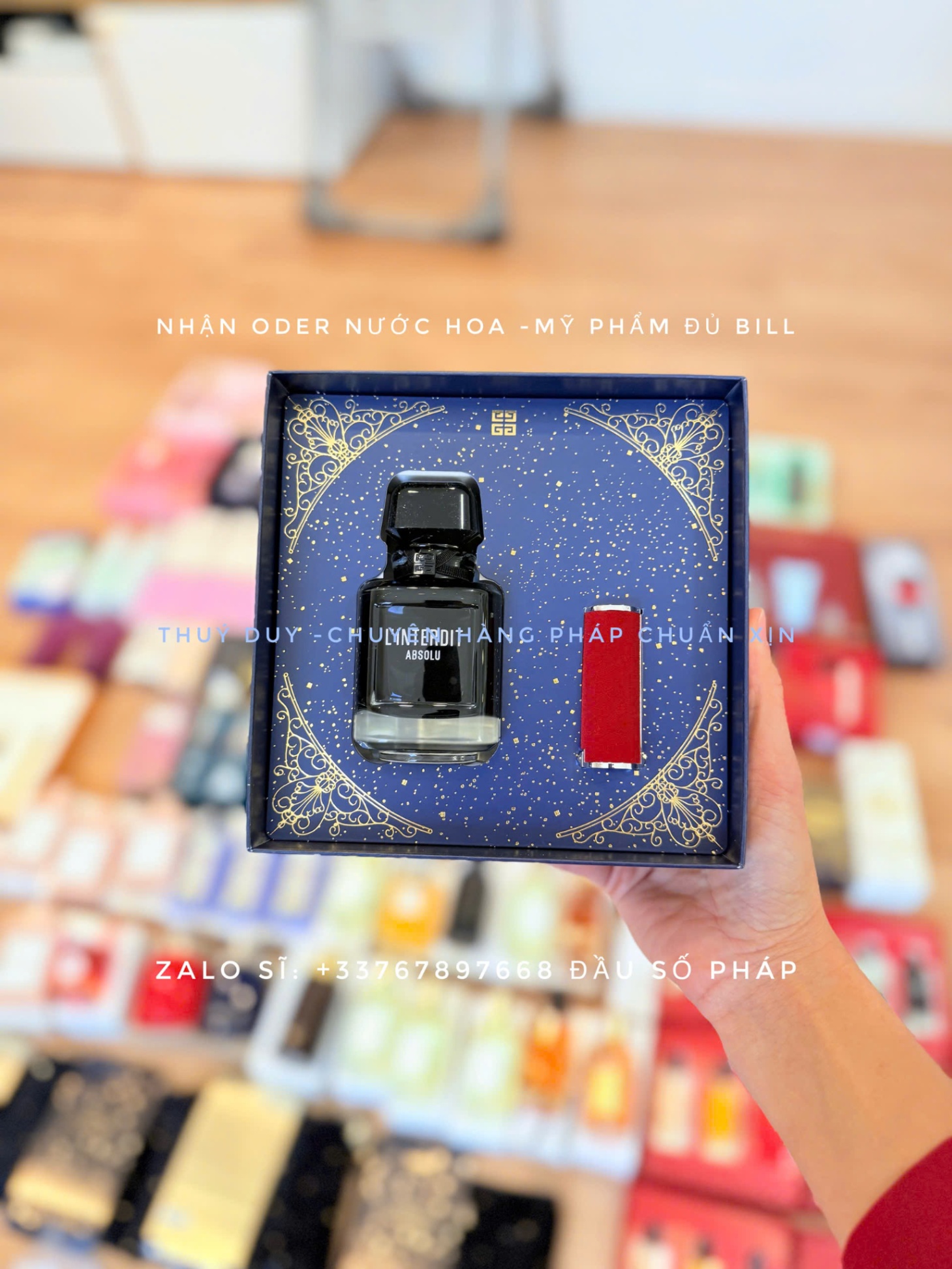 SÉT NƯỚC HOA L'INTERDIT GIVENCHY ABSOLU PARFUM 50ML + SON MỖI MÀU 37I
