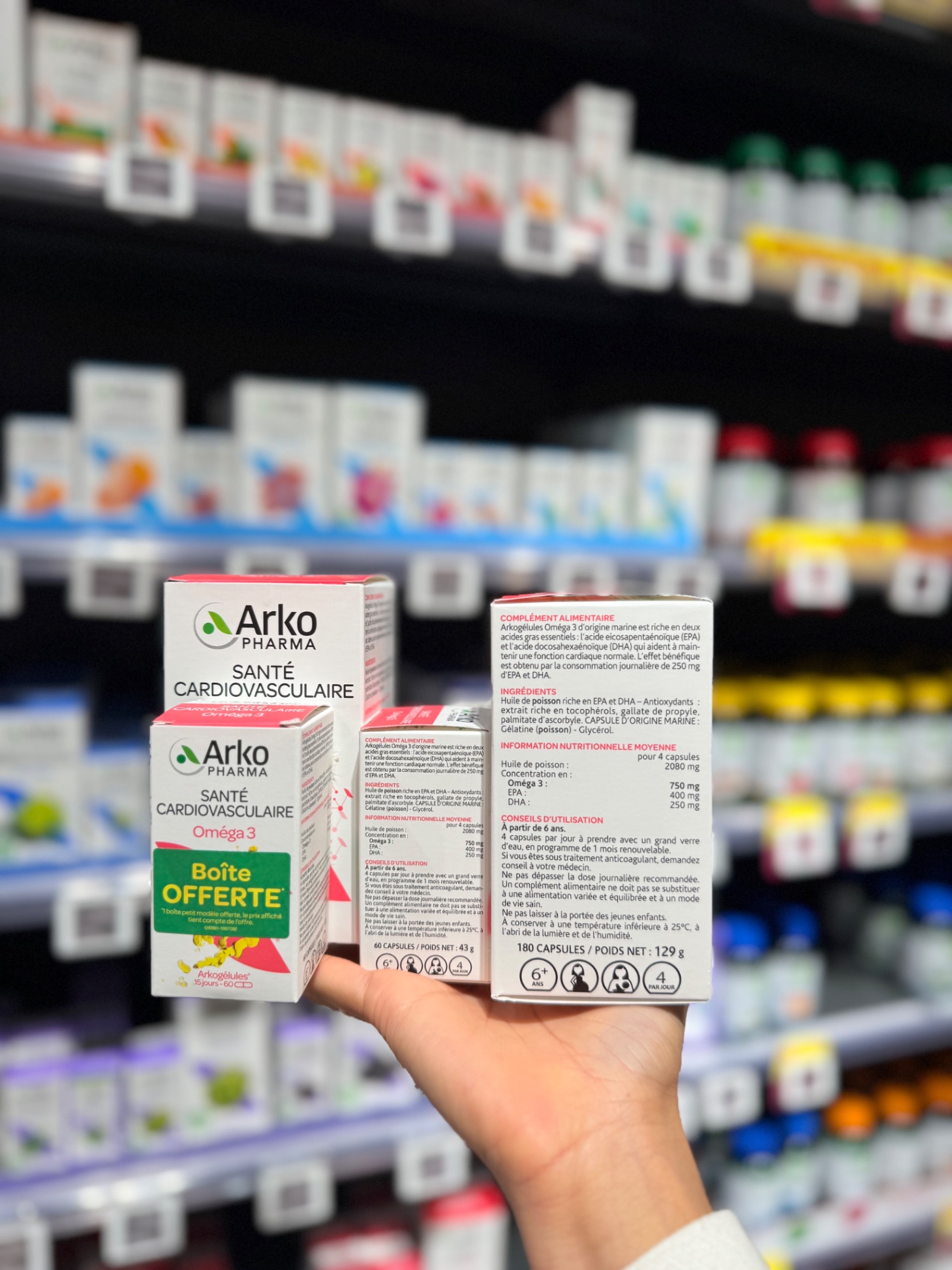 SÉT VIÊN UỐNG OMEGA 3 ARKOPHARMA 180 viên tặng kèm hop nhỏ 60 vieno