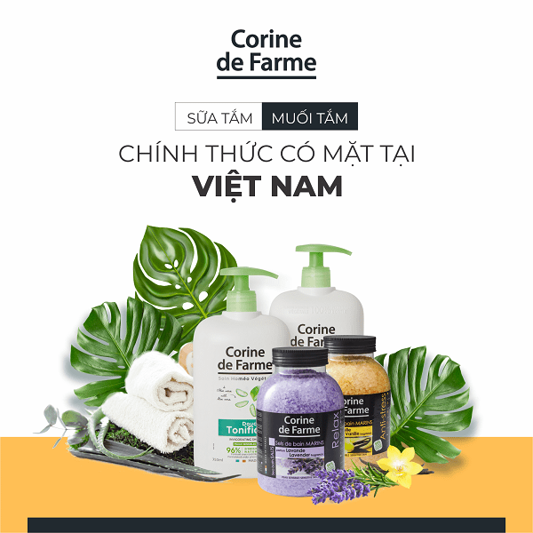 Sữa tắm, muối tắm Corine de Farme chính thức có mặt tại Việt Nam