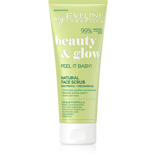 Tẩy da chết Eveline Beauty & Glow làm sáng da với hạt massage và Enzyme tự nhiên 75ML