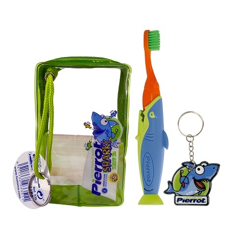 Set Bàn chải đánh răng trẻ em Pierrot SHARKY kèm túi nhựa