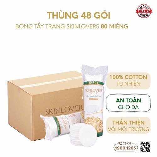 Thùng 48 gói bông tẩy trang Skinlovers 80 miếng (SKLV0310)