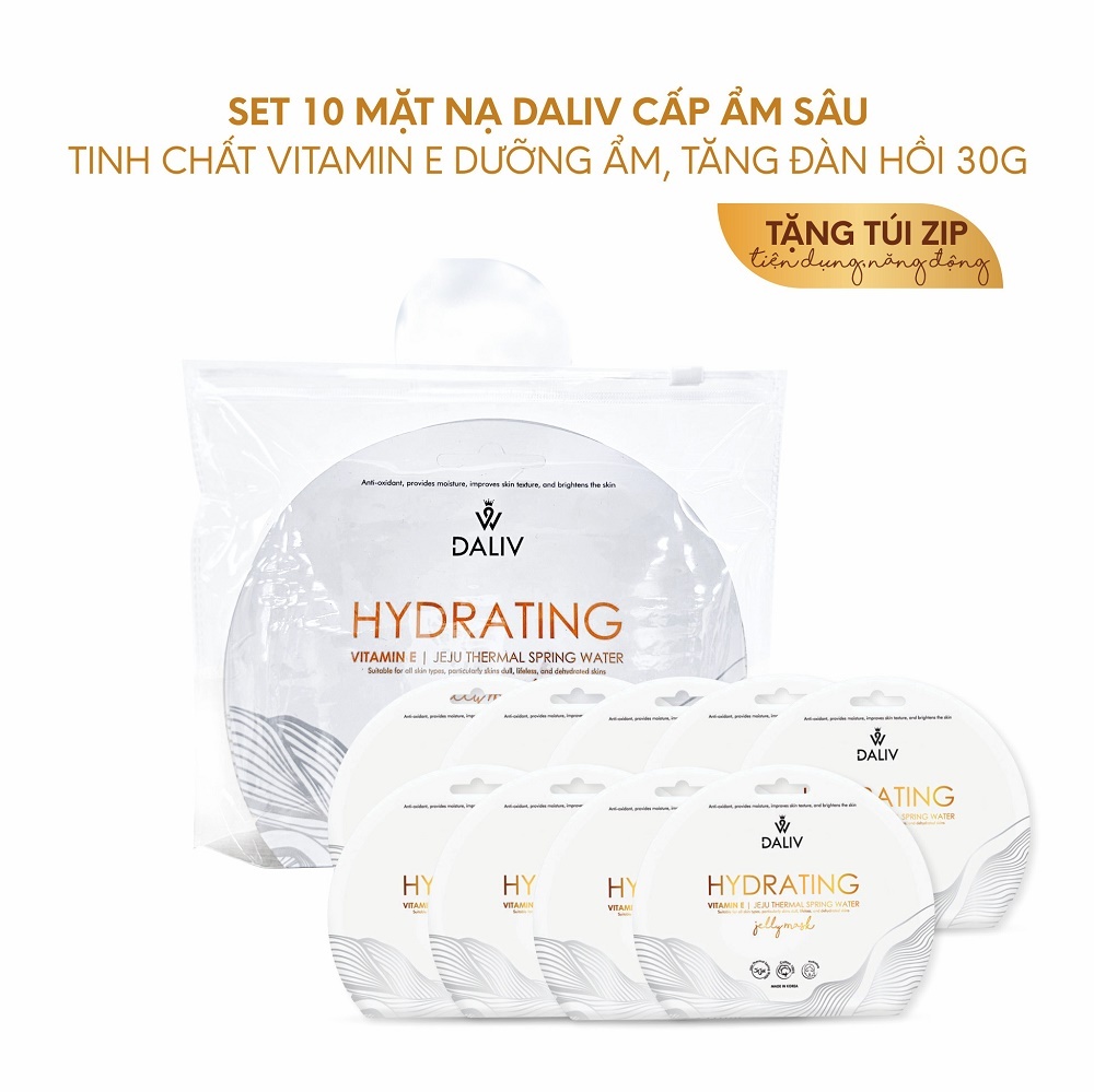 Combo 10 Mặt nạ Daliv cấp ẩm sâu tinh chất Vitamin E dưỡng ẩm, tăng đàn hồi 30g