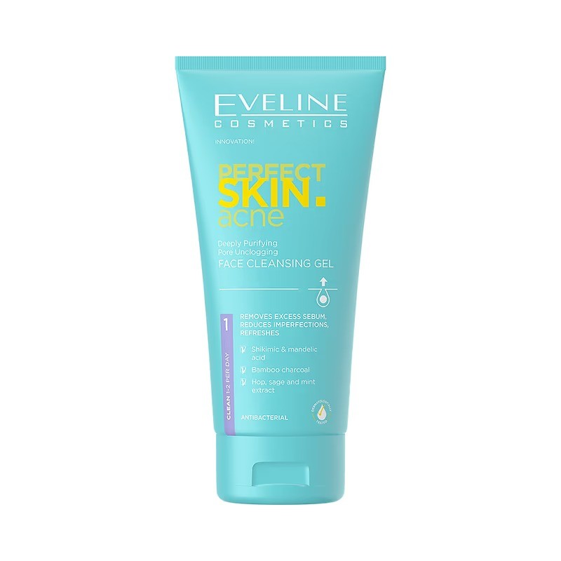 Gel rửa mặt Eveline Perfect Skin Acne sạch sâu, kháng khuẩn và ngừa mụn 150ML