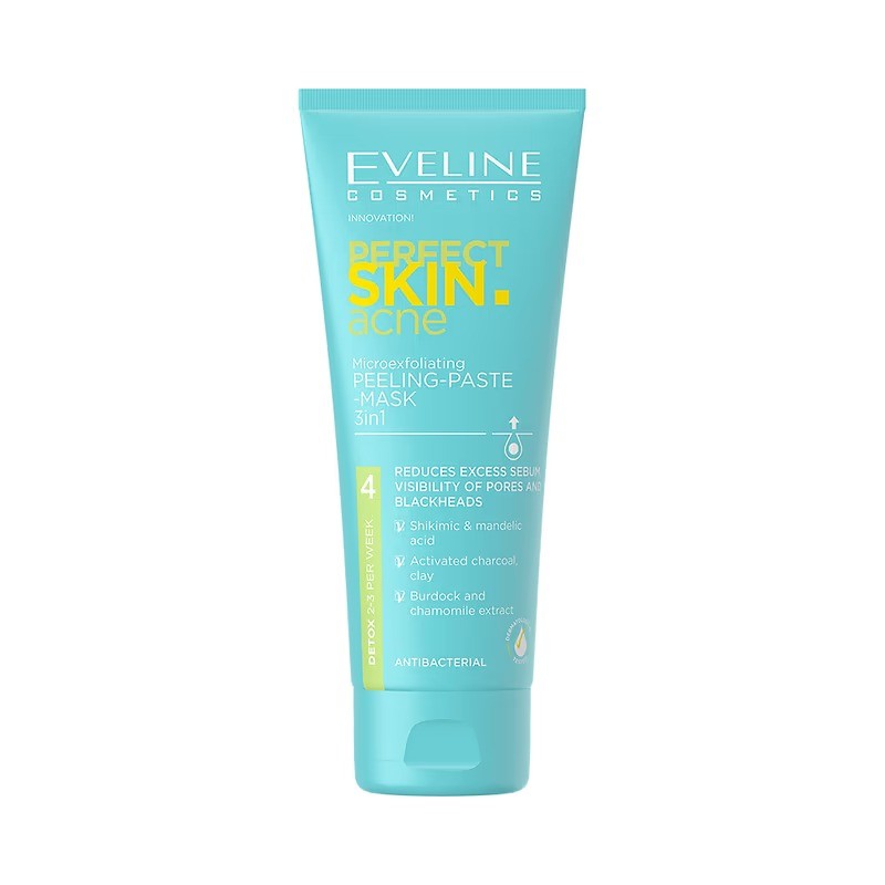 Tẩy da chết Eveline Perfect Skin Acne sạch sâu, kháng khuẩn và ngừa mụn 75ML