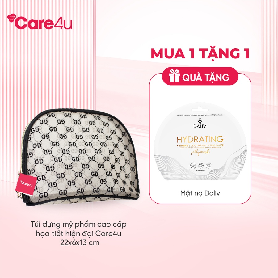 Túi đựng mỹ phẩm cao cấp họa tiết hiện đại Care4u 22x6x13 cm