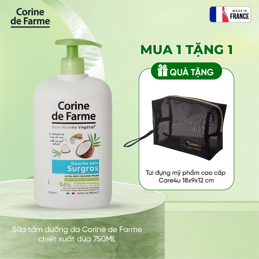 Sữa tắm dưỡng da Corine de Farme chiết xuất dừa 750ML