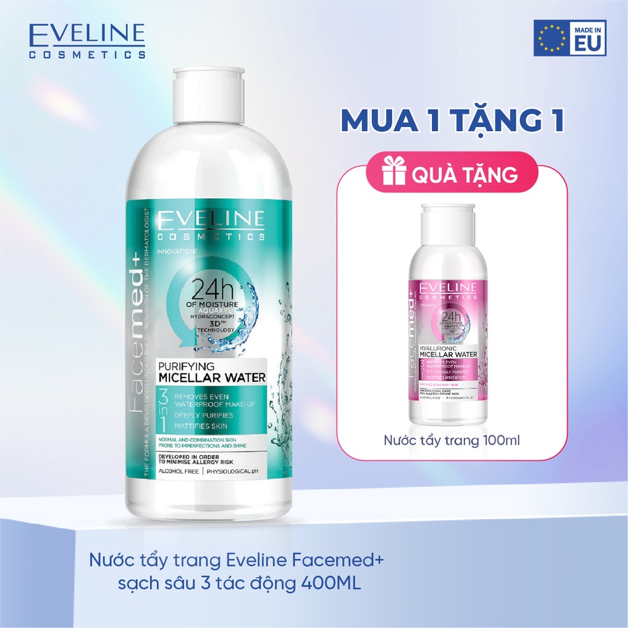 Nước tẩy trang Eveline Facemed+ sạch sâu 3 tác động 400ML