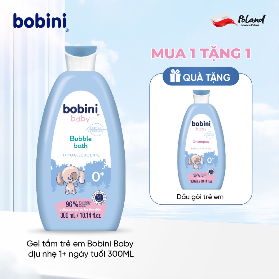 Gel tắm trẻ em Bobini Baby dịu nhẹ 1+ ngày tuổi 300ML