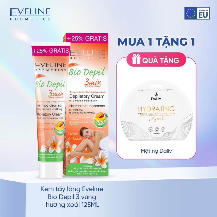 Kem tẩy lông Eveline Bio Depil 3 vùng hương xoài 125ML