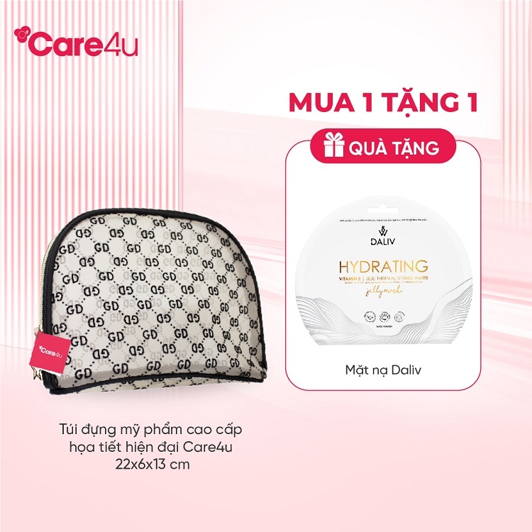 Túi đựng mỹ phẩm cao cấp họa tiết hiện đại Care4u 22x6x13 cm