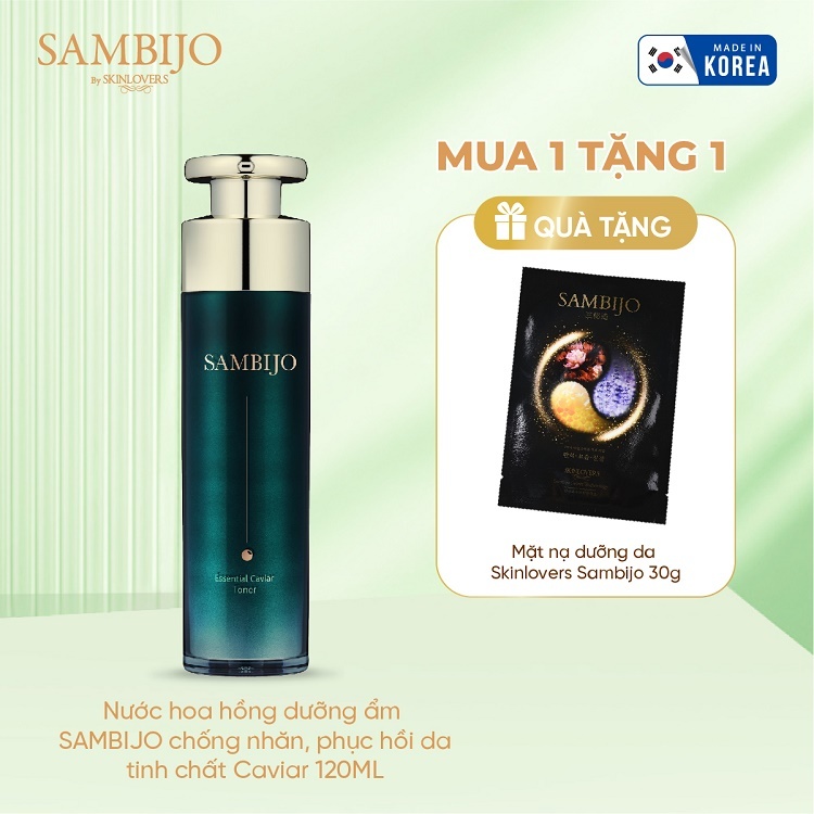 Nước hoa hồng dưỡng ẩm SAMBIJO chống nhăn, phục hồi da tinh chất Caviar 120ML