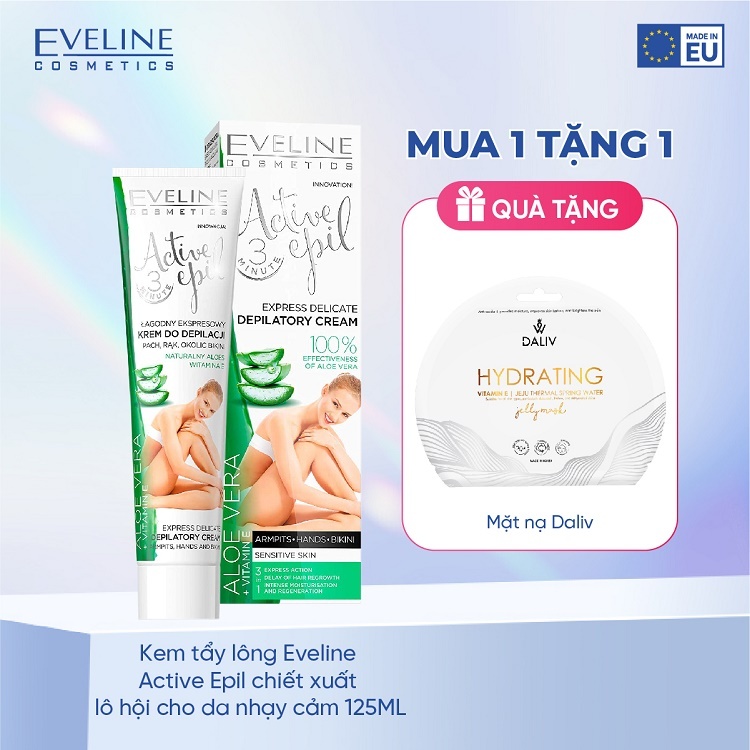 Kem tẩy lông Eveline Active Epil chiết xuất lô hội cho da nhạy cảm 125ML