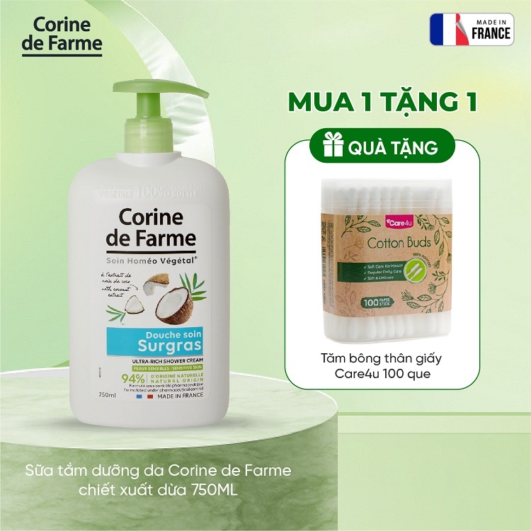 Sữa tắm dưỡng da Corine de Farme chiết xuất dừa 750ML