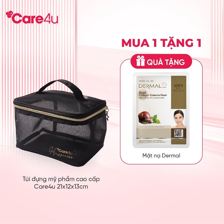 Túi đựng mỹ phẩm cao cấp Care4u 21x12x13 cm